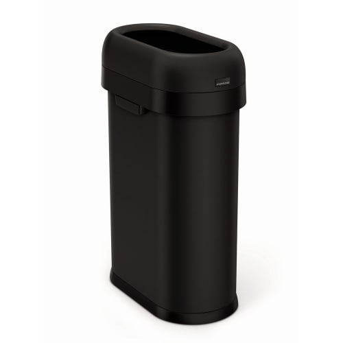 Simplehuman Lata Abierta Delgada de 50 Litros, Acero de Grueso Calibre, Negro Mate
